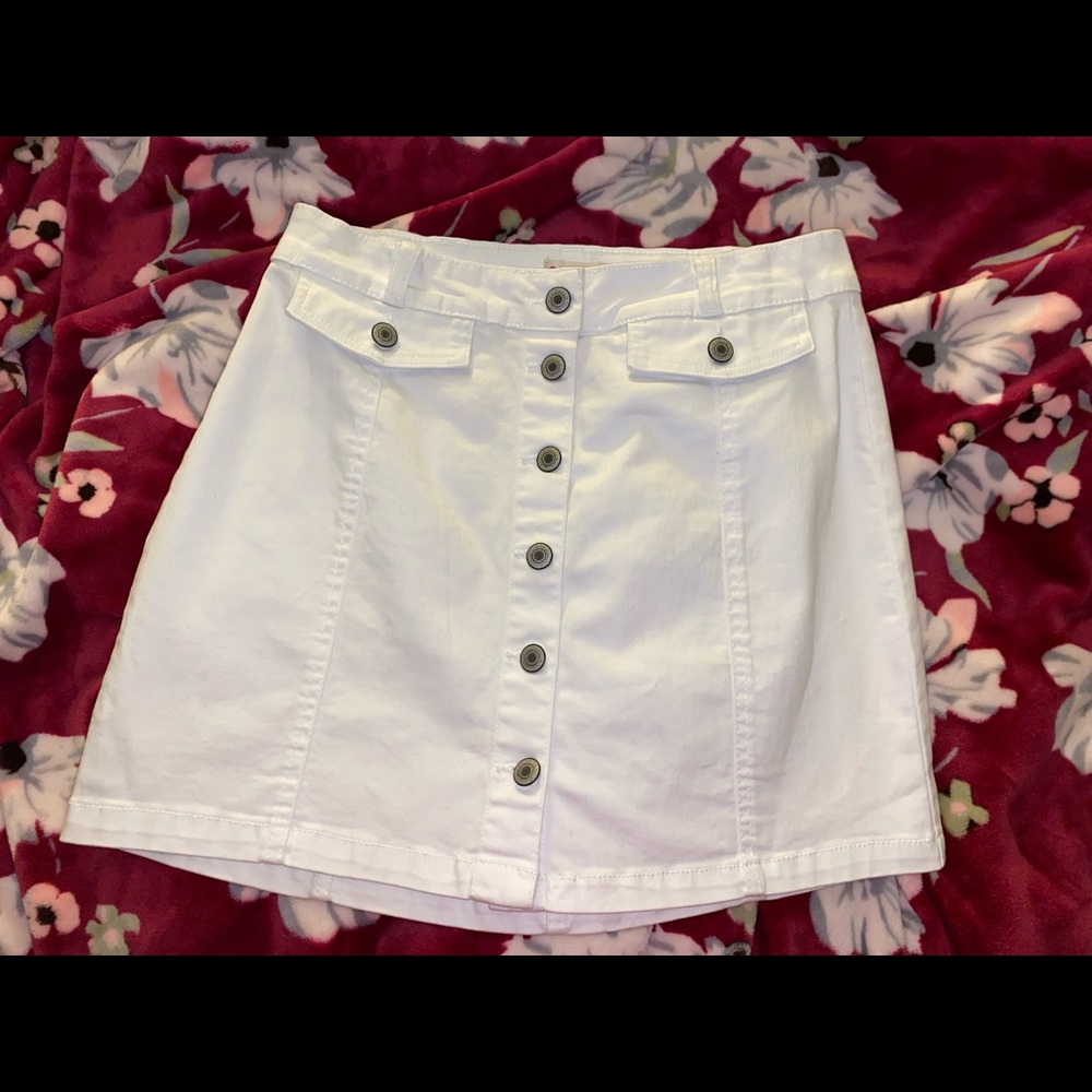 “SO”White Denim Button Down Skirt
